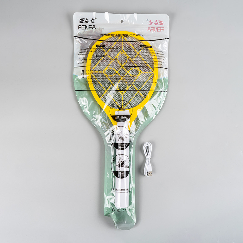 FF-003A 500mAh lithium battery electric mosquito swatter with USB cable