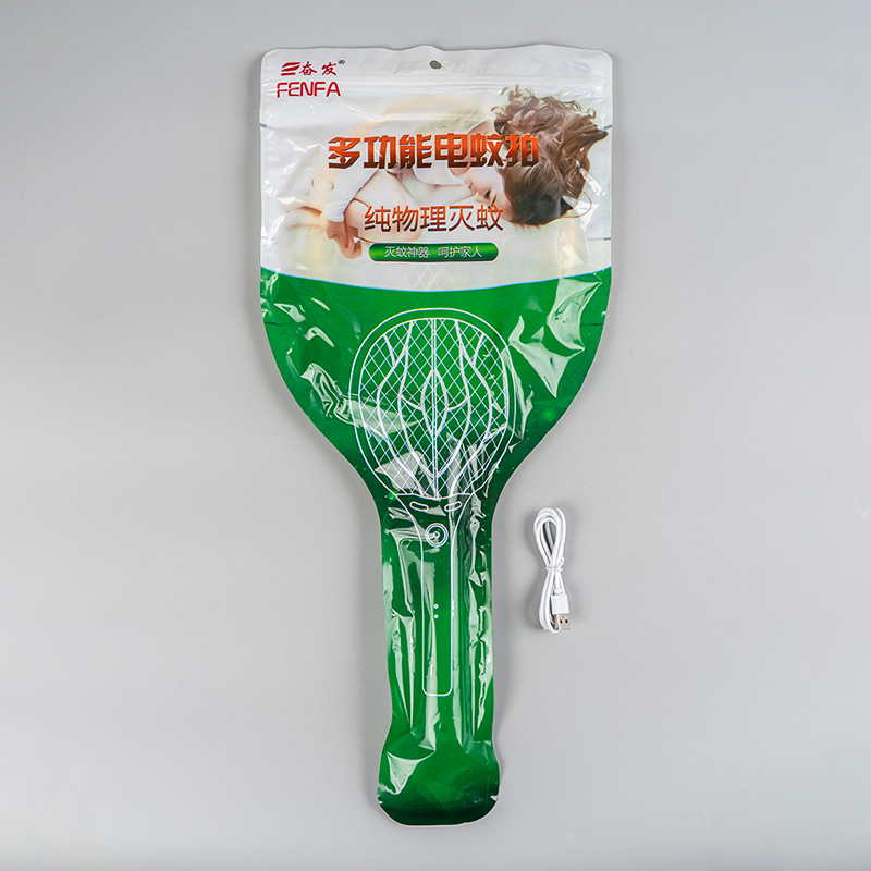 FF-003A 500mAh lithium battery electric mosquito swatter with USB cable