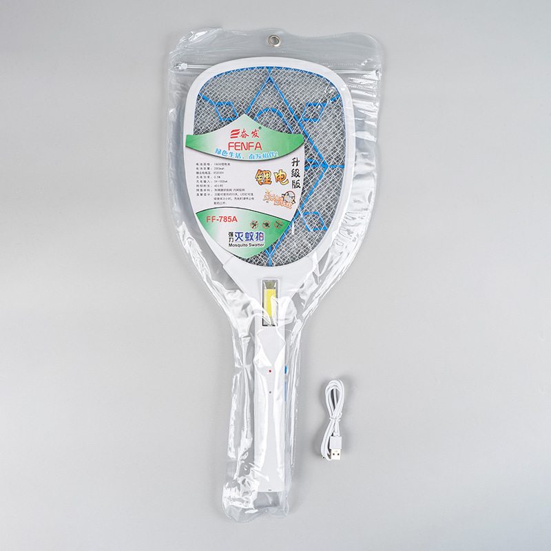 FF-785A 1200mAh 3-color electric mosquito swatter with USB cable