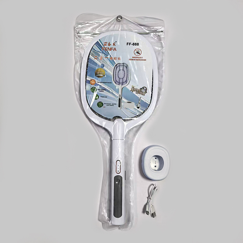 FF-888A 1200mAh Bottom-Charge Embroidered Pattern Lamp USB Base High-Efficiency Electric Mosquito Swatter