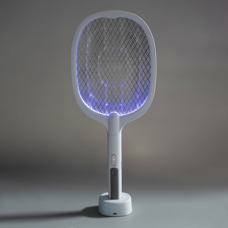 FF-888A 1200mAh Bottom-Charge Embroidered Pattern Lamp USB Base High-Efficiency Electric Mosquito Swatter